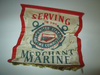 Vintage Fringed Banner Serving In The United States Maritime Merchant Marine