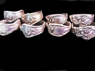 Eight Vintage Silver Plate Richly Designed Napkin Rings,  Four Different Patterns