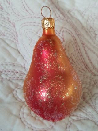 94 - 335 - 0 Christopher Radko Sugar Pear Blown Glass Christmas Ornament 3.  25 " 3