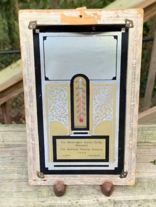 Vintage Advertising Thermometer Mirror Washington County Creamery Linn Kansas