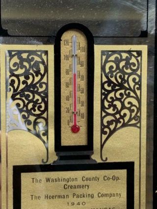 Vintage Advertising Thermometer Mirror Washington County Creamery Linn Kansas 3