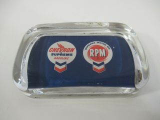 Chevron Paperweight Supreme Oil Gas Rpm Vintage Glass Advertising