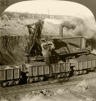 Keystone Stereoview Steam Shovel At Open Pit Iron Ore Mine,  Mn History Set H282