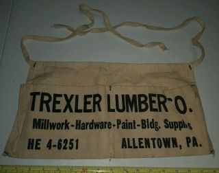Vintage Trexler Lumber Co Allentown Pa Advertising Hardware Store Apron