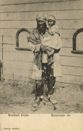Turkey,  Kurdish Beggar With Young Child,  Mendiant Kurde (1899) Fruchtermann 1044