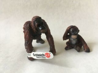 Set Of 2 Schleich - Orangutan,  Baby - 14306,  Tag & 14307 -