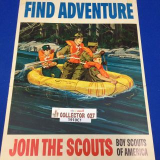 Boy Scout Poster Find Adventure Join The Scouts Printed On Cardboard 11 " X 16 "