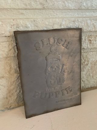 Small Vintage Embossed Metal Slush Puppie Advertising Sign Drive In.