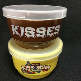 Hershey Kisses Candy Ice Cream Bowl Yellow Kissables Brown Kisses Lids