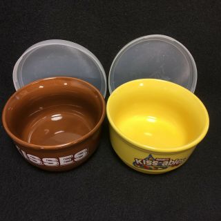 Hershey Kisses Candy Ice Cream Bowl Yellow Kissables Brown Kisses Lids 2