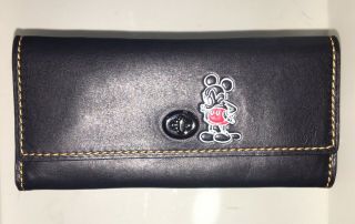Disney X Coach 1941 Black Glove Tan Leather Mickey Turnlock Wallet 65793