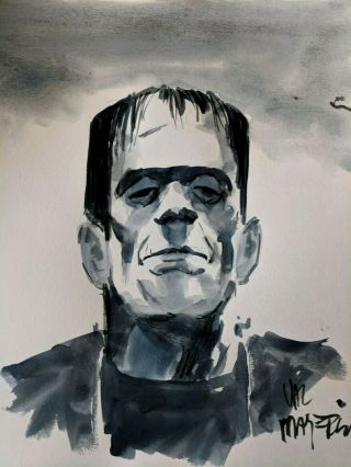 Val Mayerik Signed The Monster Of Frankenstein Hand Painted Comic Art