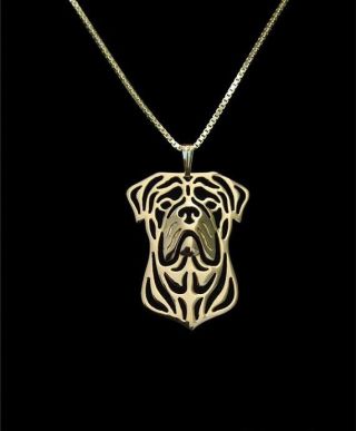 Bullmastiff Necklace Gold Tone Animal Rescue Donation
