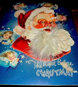 Vintage Christmas Greeting Card Santa Claus Children Night Before Christmas 3d