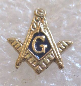 Vintage 10k Mason Blue Lodge Tiny Tie Tack Or Lapel Pin - Masonic Freemason