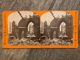 Chicago Fire Stereoview Interior Of Unity Church By Copelin & Hine 1871