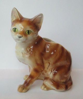 Vintage Orange Tabby Cat Ceramic Planter Figurine Japan?