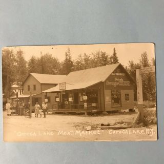 Caroga Lake York Rppc Postcard 1910 - 30 Meat Market Adirondacks