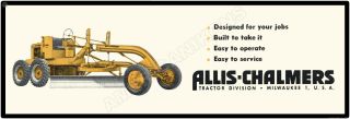 1953 Allis Chalmers Graders Marquee Style Metal Sign: 6 X 18 "