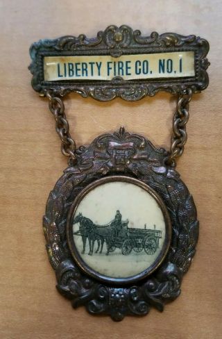 Liberty Fire Co.  No.  1 Suspension Badge - Early
