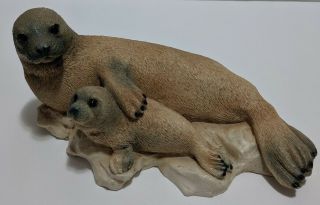 Castagna 1991 Seal And Pup Figurine Made In Italy Signed