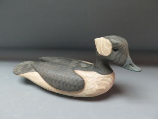 Wooden Carved Duck Decoy Signed W.  Oler
