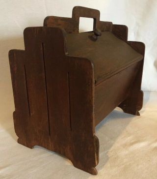 Vintage Art Deco Small Wood Sewing Gadget Storage Box Flip Lids Portable Antique
