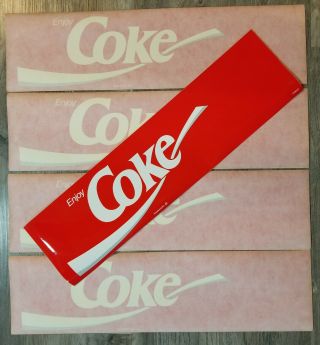 4 Vintage Coca Cola Decal Stickers Retro Coke Logo Peel & Stick 24.  5 " X 6.  5 "