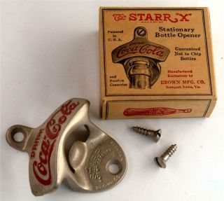 Vintage Coca Cola Starr X Wall Bottle Opener,  Orig Box & Screws,  Nos,  Usa