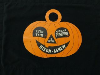 Pumpkin Campaign Poster " Nixon - Agnew " - Paper - 9 " Wide & 7 1/2 " Tall