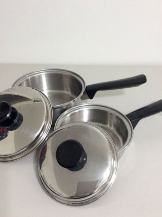 2 Regal Stainless Steel 3 Ply 18 - 8 Saucepans Cookware 1 Qt and 7c Sizes w/ Lids 2