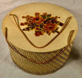 Vintage Harvey Round 11 " Wicker Sewing Basket