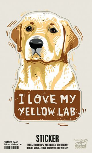 Yellow Lab I Love My Dog Shaped Sticker