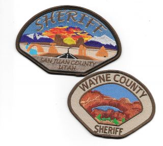 2 Great Looking Utah Sheriff Patches - Wayne County & San Juan County