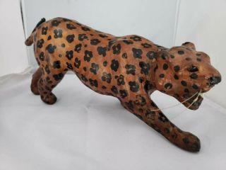 Vintage Leather Leopard Wild Animal Jungle Beast Exotic Figure Home Decor