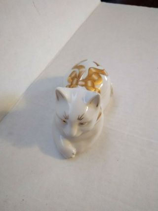 Vintage Cat 2 Piece Candle Holder,  Trinket Dish Made In Japan