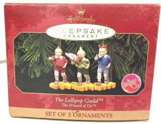 1998 Hallmark Wizard Of Oz Christmas Ornament The Lollipop Guild Set Of 3