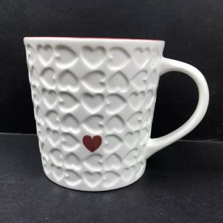 Starbucks Embossed Heart Coffee Mug 2007 Quilted Large 16 Oz Valentines Day Love
