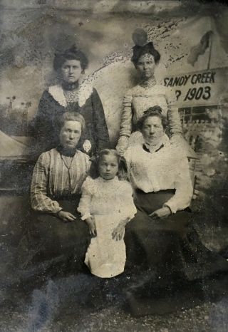 Group Of Ladies At 1903 Oswego County Fair Tintype Photo Sandy Creek York