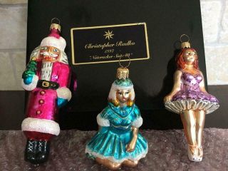 3 Pc Christopher Radko Nutcracker Suite Iii Holiday Christmas Ornament Set 3