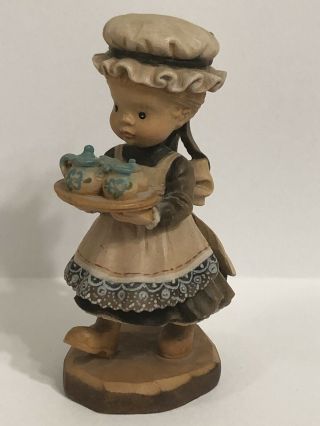 Anri " Afternoon Tea " Sarah Kay Wood Carved 4 " Figurine Le 1717/4000
