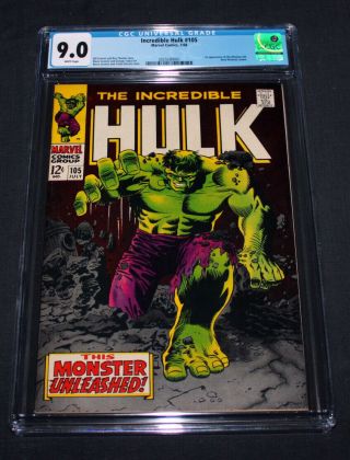 The Incredible Hulk 105 (marvel 1968) Cgc 9.  0 (vf/nm) White Pages No Res