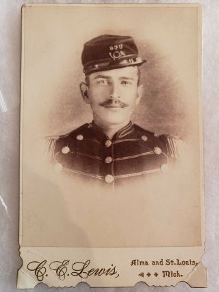 Civil War Band Member Photo Of Soldier From Michigan Shoulder Boards And Infant
