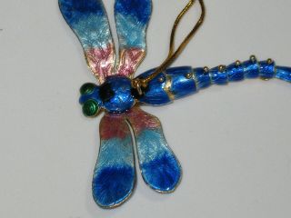 Kubla Blue Art Articulated Blue Dragonfly Ornament.  Insects.  4931b