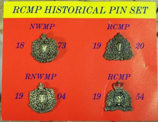 Rcmp Historical Lapel Jacket Hat Pin Set Nwmp 1873 Rnwmp 1904