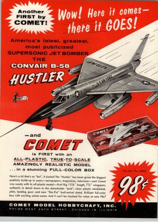 1958 Paper Ad 2 Pg Comet Model Airplanes Convair B - 58 Us Air Force Hobbycraft