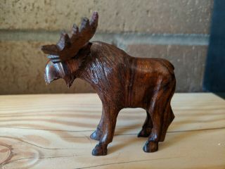 Hand Carved Moose Figurine Wood Carving - I Think It 