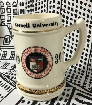 Cornell University Beer Stein Mug Vintage Ben Silver Dated 1930 Initials O.  W.  D.