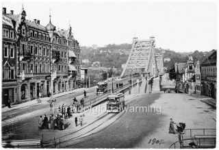Photo.  Ca 1900.  Dresden,  Germany.  Street - Bridge,  Trams
