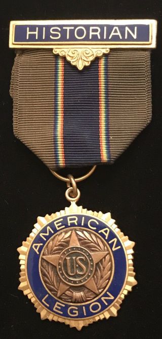 Vintage American Legion Historian Ribbon And Medal With Pin Back